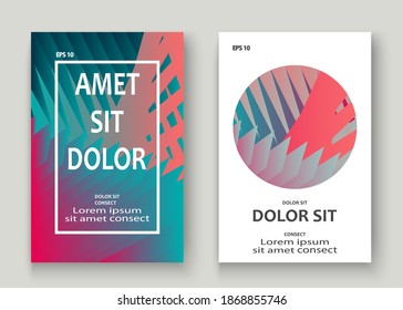 Colorful striped lines pattern geometric shape background. Creative cover set copy space design vector illustration. Neon blurred pink blue gradient abstract template design leaflet for marketing