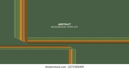 Colorful striped on green background retro colors from the 1970s have blank space. Abstract stylish 70s era line illustration.
