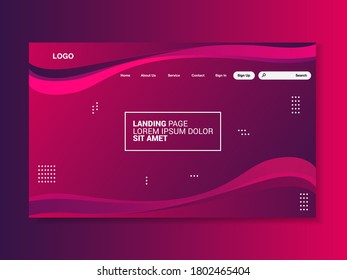 Colorful striped paper art landing page, interface design, vector, illustration.