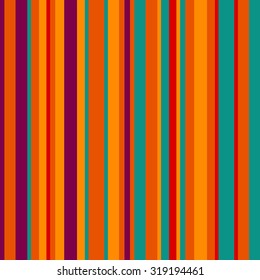Colorful striped pattern - orange and red, purple and turquoise colors. Abstract geometric background. Seamless vector pattern.