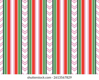 Colorful striped pattern showcasing red, green, and pink lines in a vibrant design ideal for holiday decorations