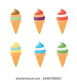 Paleta de helado a rayas de colores en estilo Vector plano