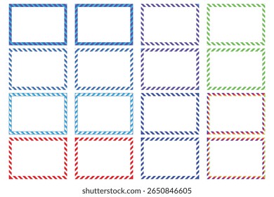 Colorful Striped Rectangular Borders Frames for Graphic Design Vector Illustration.