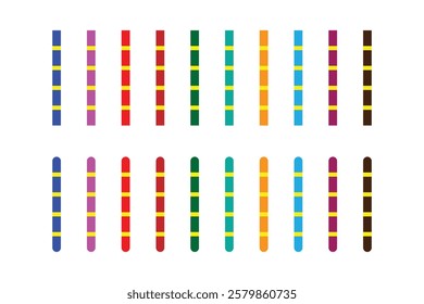 Colorful Striped Rods Displaying a Variety of Hues.