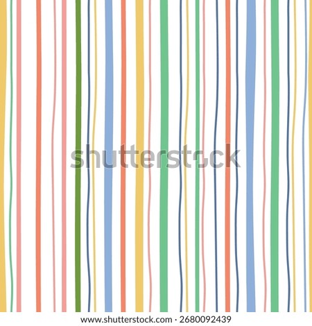 Colorful striped seamless pattern. Cute hand drawn stripes, geometric repeat background, wallpaper, textile design, gift paper, fabric. Vector strokes, lines shape backdrop.