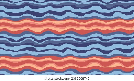 Patrón De Seamless Colorful Striped. Olas ornamentadas. Perfecto para los niños. Fondo Flayer. Vector creativo de textura ondulada con rayas.