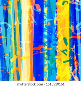 Colorful striped seamless texture with blots and bubbles. Abstract vector background for web page, banners backdrop, fabric, home decor, wrapping