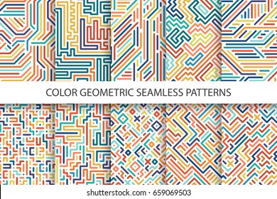 Colorful striped seamless vector patterns - digital multicolor design. You can find seamless backgrounds in swatches panel.