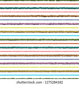 Colorful Striped Shirt background. Seamless Vector Pattern with Hand Drawn Doodle Horizontal Multicolored Stripes Repeating Tile