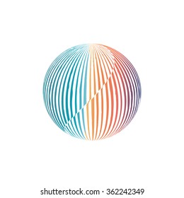 Colorful striped sphere background. Logo design. Vector