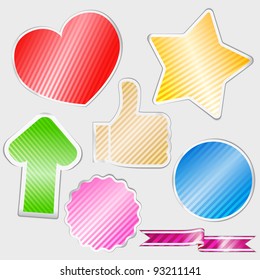 Colorful striped stickers, vector eps10 illustration