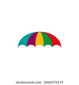 Colorful striped umbrella with different colors. Vector illustration on a white background.