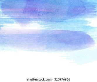 Colorful striped watercolor violet blue white hand drawn paper texture background. Wash brush painted strokes abstract vector illustration. Water design element for banner, wallpaper, print, cover