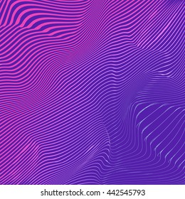 Colorful striped wavy vector background. Abstract optical illusion. 