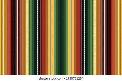 Colorful stripes background. Mexican style vector seamless pattern. Serape design. Ornament for Cinco de Mayo fiesta decor. Ethnic boho fabric illustration. Western decor style.