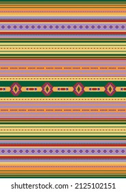 Colorful Stripes Background. Mexican Style Vector Seamless Pattern. Ornament For Cinco De Mayo Fiesta Decor. Ethnic Boho Fabric Illustration.