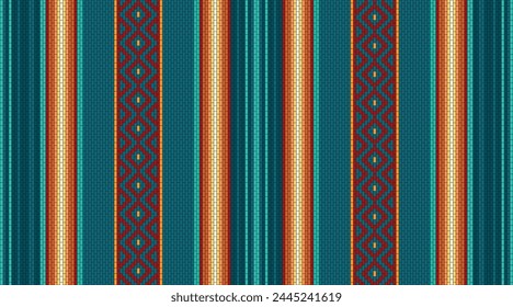 Colorful stripes background. Mexican style vector seamless pattern. Serape design. Ornament for Cinco de Mayo fiesta decor. Ethnic boho fabric . Native American Heritage day illustration