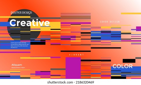 Colorful stripes creative abstract background. Geometric color line glitch composition. Vector illustration