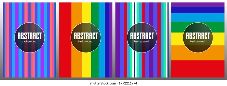 Colorful stripes.  Halftone stripes texture cover page layout templates set. Report covers graphic design, business brochure pages corporate templates.