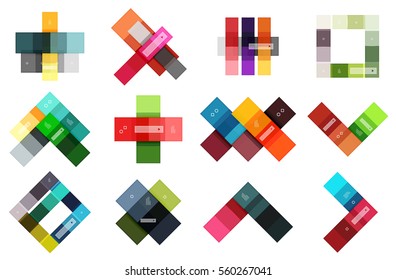 Colorful stripes infographic templates set. Geometric business abstract backgrounds for workflow layout, diagram, number options or web design