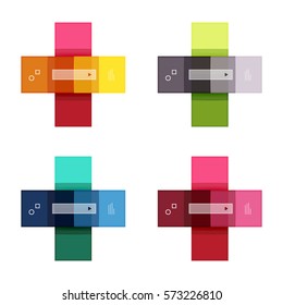Colorful stripes infographic templates set. Geometric business abstract backgrounds for workflow layout, diagram, number options or web design