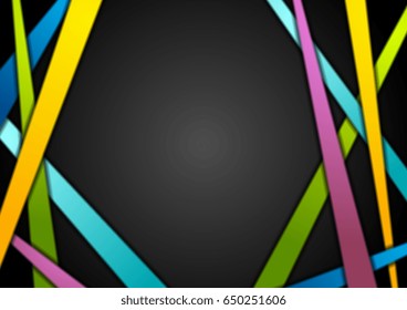 Colorful stripes on black abstract corporate vector background