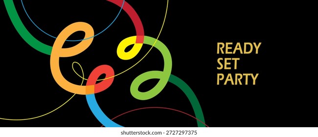 Colorful Stripes Pattern. Abstract Party Background with Wavy Ribbons. Vector 3D Curved Rainbow Lines. Wavy Shape Swirl Confetti