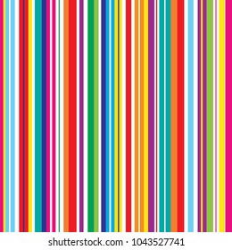 Colorful stripes seamless bright pattern. Stylish striped vector background. Abstract retro stereo effect with multicolor stripes.