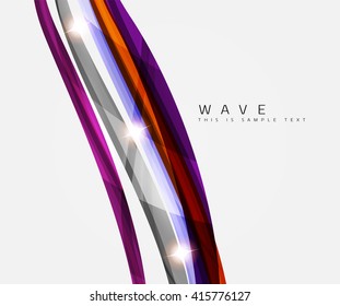 Colorful stripes wave composition, business template - geometric abstract background, swirl colorful lines - color curve stripes and lines in motion concept and with light and shadow effects