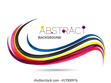 Colorful stripes wave composition, business template - geometric abstract background, swirl colorful lines - color curve stripes and lines in motion concept and with light and shadow effects