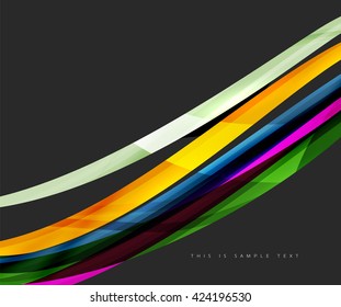 Colorful stripes wave composition, business template - geometric abstract background, swirl colorful lines - color curve stripes and lines in motion concept and with light and shadow effects