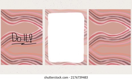 Patrones de tiras coloridas con las palabras "hazlo" fijadas para imprimir. Acondicionamiento y diseño de papel pintado. Ilustración vectorial plana de color para la decoración. Publicaciones en medios sociales, cubierta, diseño de cuadernos