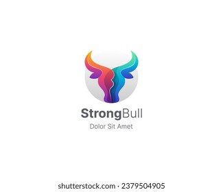 Colorful strong bull logo gradient