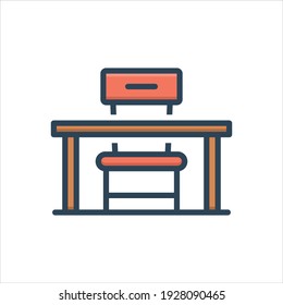 Colorful Student Desk Icon Vector Illustration