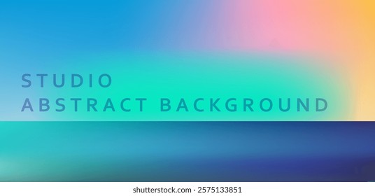 Colorful studio room. Abstract background with walls and floor reflecting neon lights.