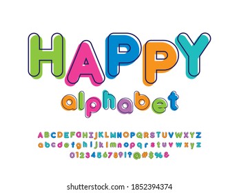 Colorful style alphabet design with uppercase, lowercase, number and symbols