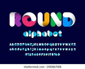 Colorful style alphabet design with uppercase, lowercase, number and symbols