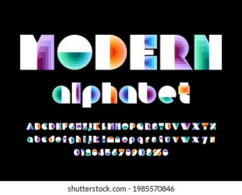 Colorful style alphabet design with uppercase, lowercase, number and symbols