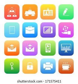 Colorful style Business and office icons vector set.