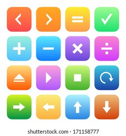 Colorful style calculator and computer icons vector set.