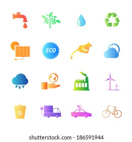 Colorful style Eco icons vector set.