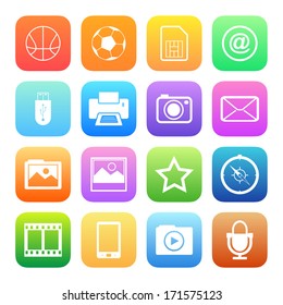 Colorful style mobile phone icons vector set.