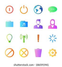 Colorful style mobile phone icons vector set.