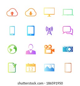 Colorful style mobile phone vector set.