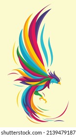 Colorful style phoenix vector character illustration