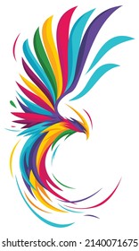 Colorful style phoenix vector character illustration