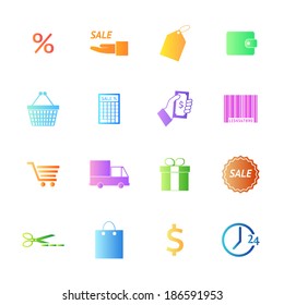 Colorful style Shopping icons vector set.