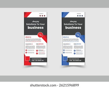 Colorful Stylish Creative Corporate Roll Up Banner Signage Standee Template for Advertising and Multipurpose Use with Four Color Variations