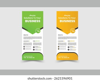 Colorful Stylish Creative Corporate Roll Up Banner Signage Standee Template for Advertising and Multipurpose Use with Four Color Variations