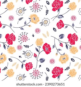 
Colorful Stylish Flowers pattern for textile print fabric design,vector
